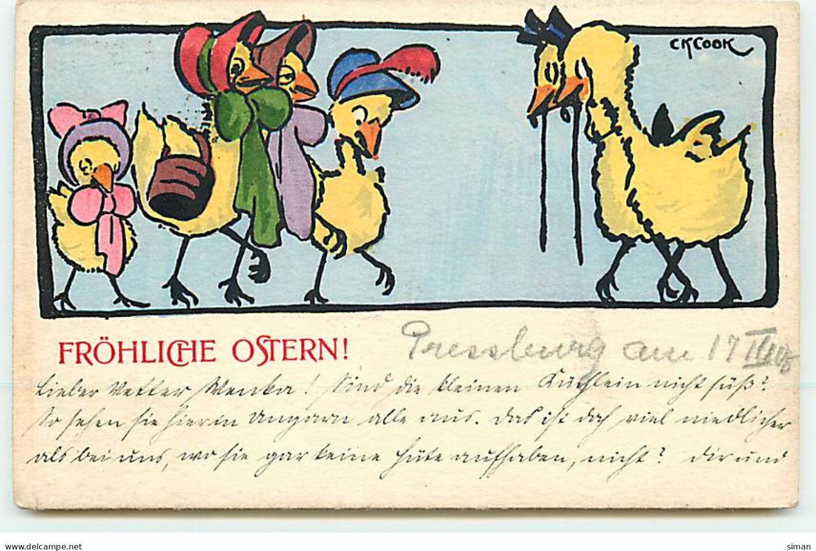 N°22712 - Pâques - MM Vienne N°248 - CK. Cook - Fröhliche Ostern - Poussins Habillés - Pâques