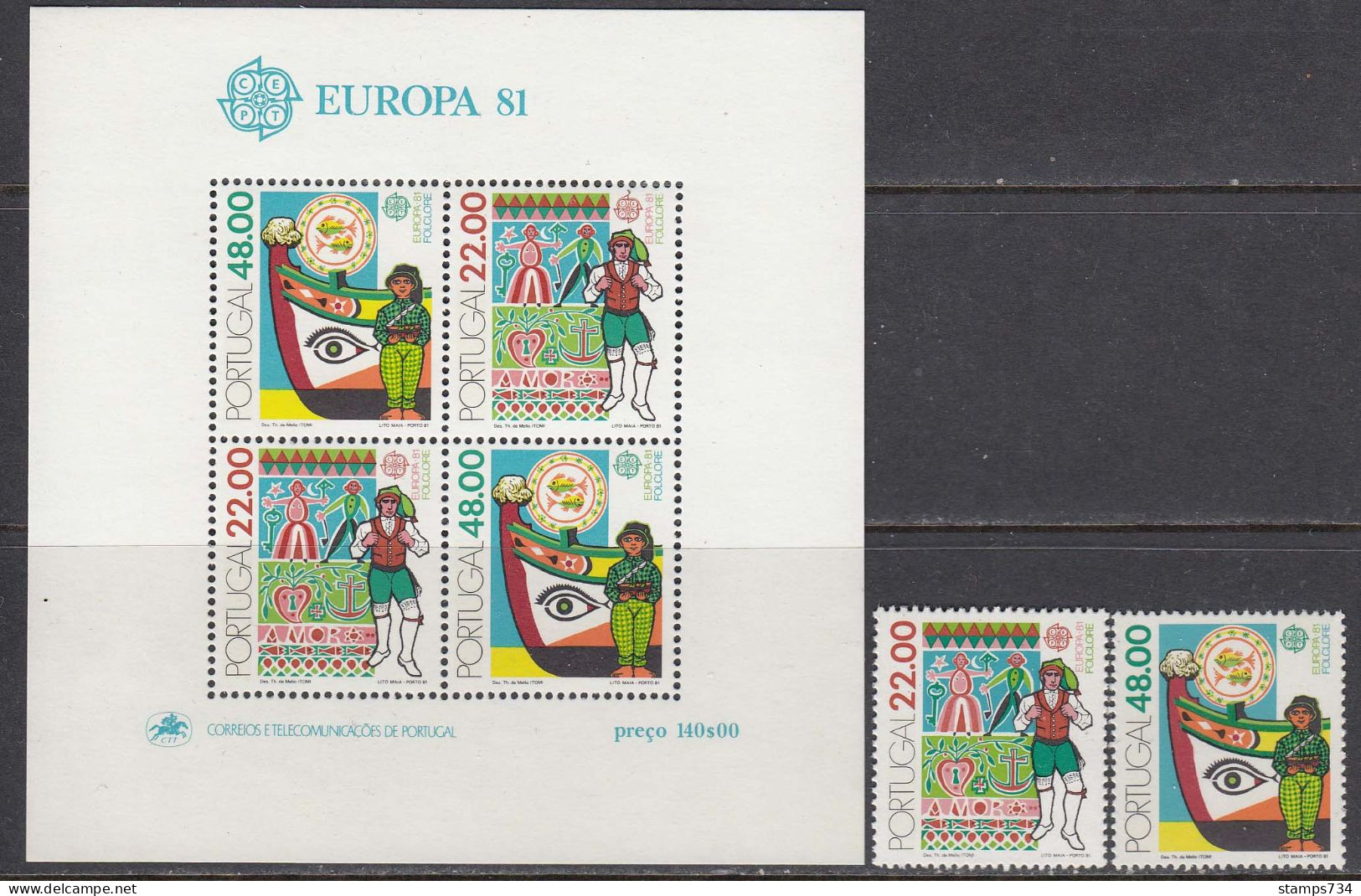 Portugal 1981 - EUROPA, Folklore, Mi-Nr. 1531/32+Bl. 32, Neufs** - Unused Stamps