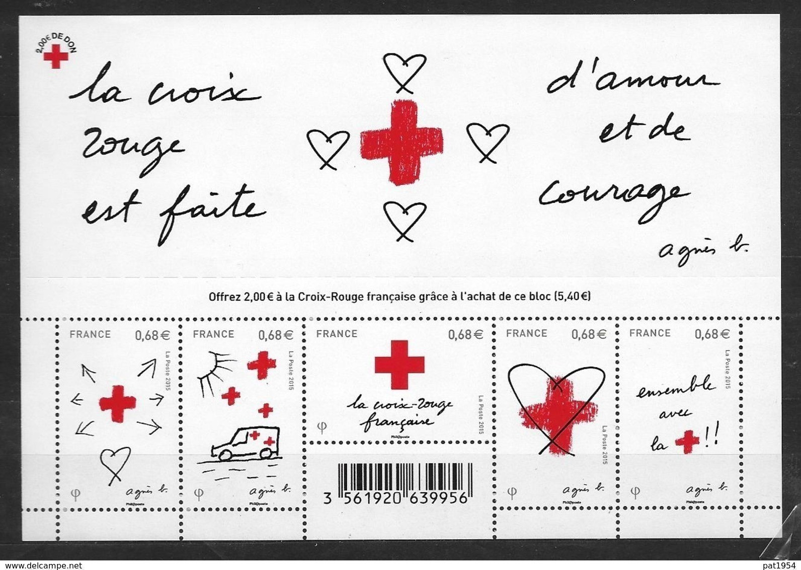 France 2015 Bloc Feuillet N° F5001 Neuf Surtaxe Pour La Croix Rouge Au Prix De La Poste - Ungebraucht