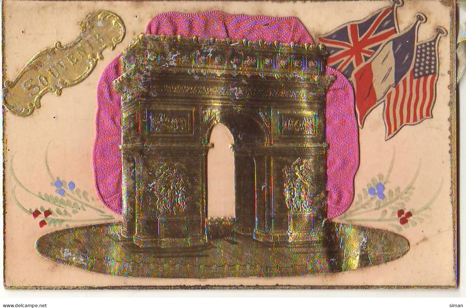 N°21603 - Souvenir - Arc De Triomphe Et Drapeaux - Arc De Triomphe