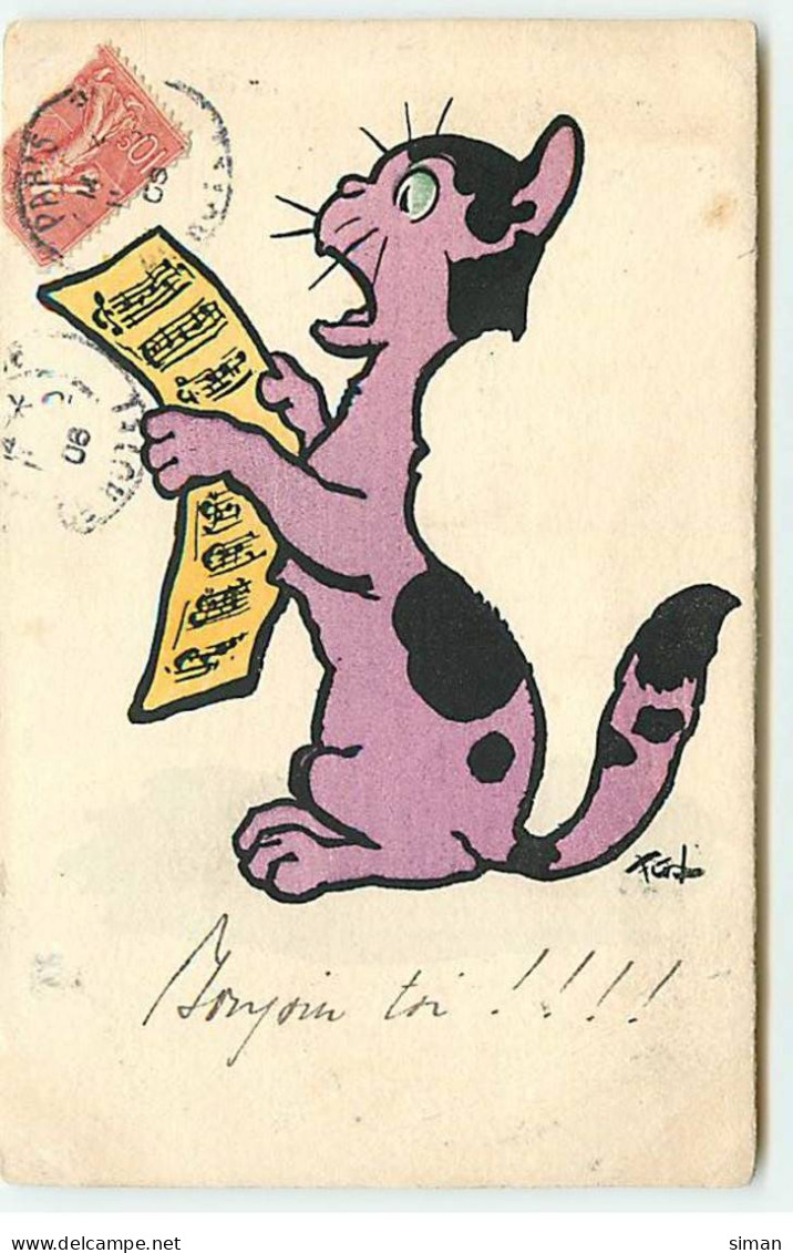 N°21625 - Illustrateur - Lewin - MM Vienne N°241 - Chat Violet Chantant En Tenant Une Partition - Vienne