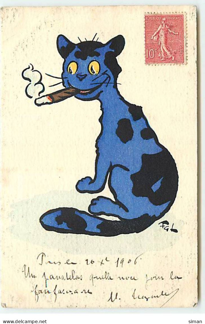 N°21626 - Illustrateur - Lewin - MM Vienne N°241 - Chat Bleu Fumant Un Cigare - Vienne