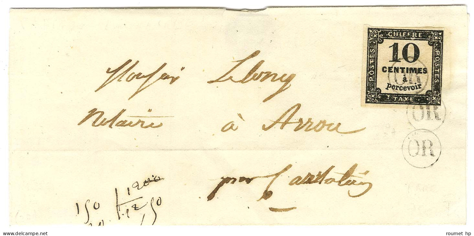 OR (3 Frappes) / Taxe N° 2 Sur Lettre Adressée Dans La Tournée Du Facteur à Arrou (Eure Et Loire) Par Courtalin. - TB /  - 1859-1959 Lettres & Documents