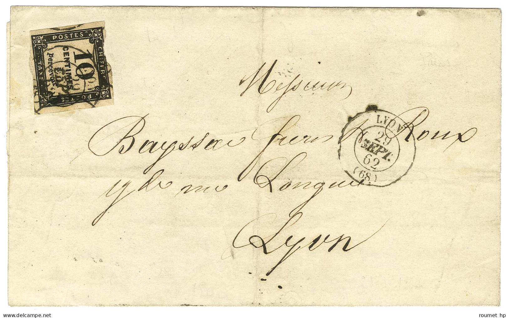 Taxe N° 2 Préoblitérée De Lyon Sur Lettre Locale. 1862. - TB. - 1859-1959 Cartas & Documentos