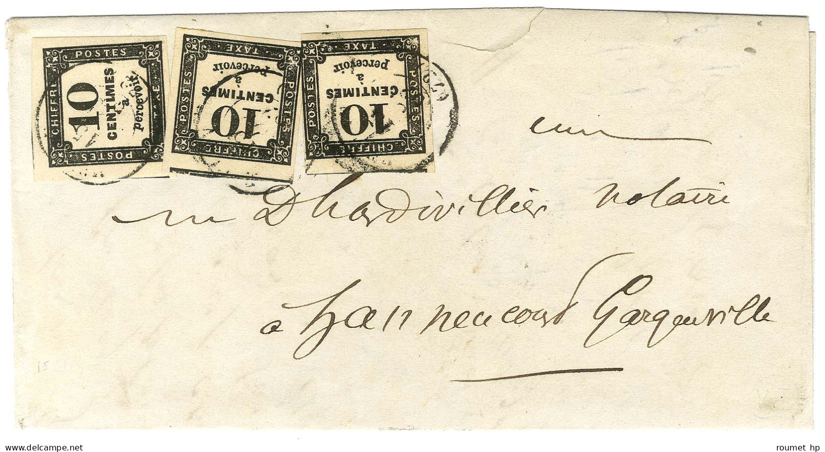 Càd T 15 MEULAN (72) / Taxe N° 2 (3 Dont 1 Ex Leg Def) Sur Lettre Locale 3 Ports Pour Gargenville. 1862. - TB / SUP. - R - 1859-1959 Brieven & Documenten