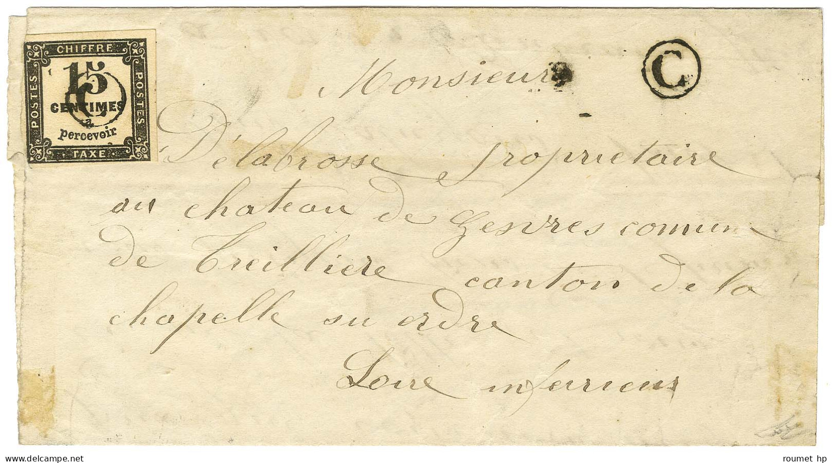 B.RUR. C / Taxe N° 3 Sur Lettre Avec Texte Daté De Saint Emiliens Le 13 Février 1865 Adressée Localement Dans La Tournée - 1859-1959 Storia Postale