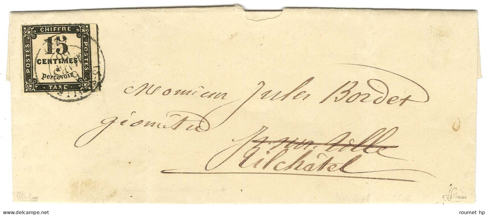 Càd T 15 IS-S-TILLE (20) / Taxe N° 3 Percé En Ligne Sur Lettre Locale. 1866. - TB / SUP. - 1859-1959 Lettres & Documents