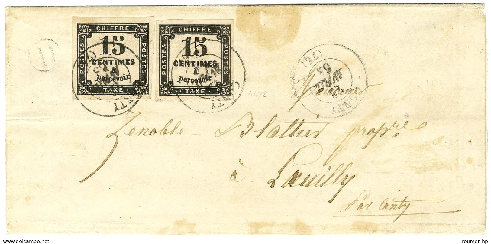 Càd T 15 CONTY (76) / Taxe N° 3 (2) Belles Marges B. RUR. D Sur Lettre 2 Ports Avec Texte Daté Du 21 Avril 1863, Adressé - 1859-1959 Brieven & Documenten