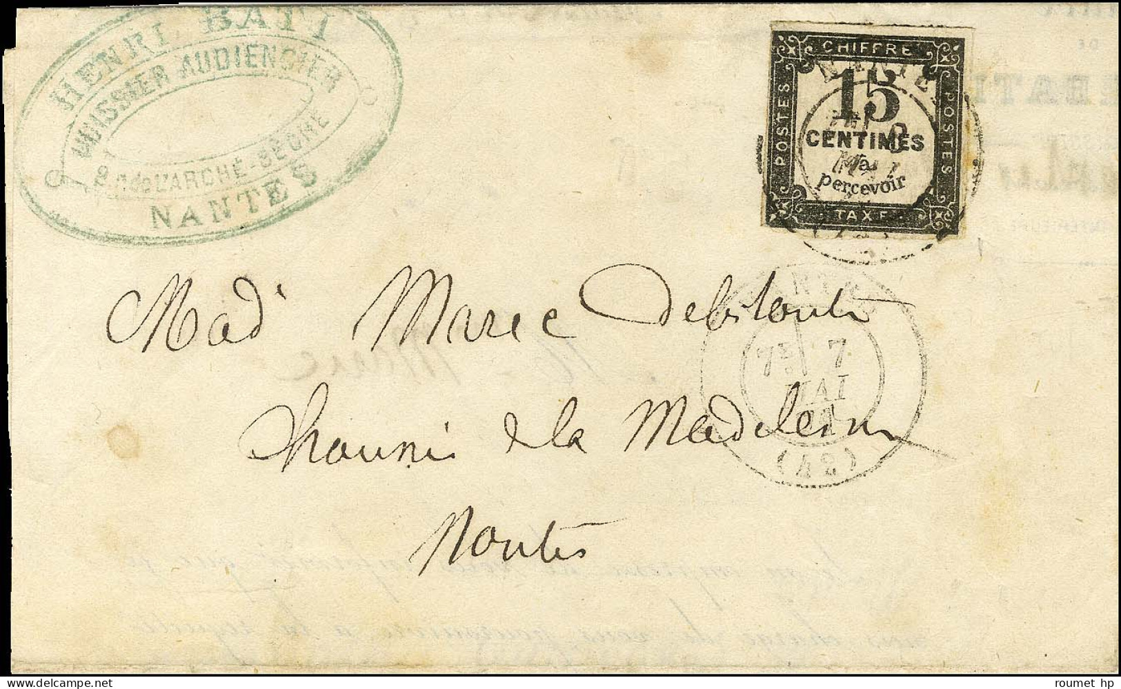 Càd T 17 NANTES (42) 7 MAI 71 Sur Lettre Non Affranchie Adressée Localement. Au Recto, Càd T 17 NANTES (42) 8 MAI 71 / T - 1859-1959 Lettres & Documents