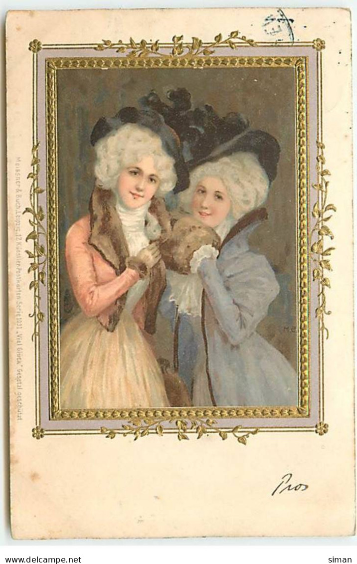N°21596 - Carte Gaufrée - MSM - Meissner - Deux Jeunes Femmes Style Victorien En Portrait Dans Un Cadre - Frauen