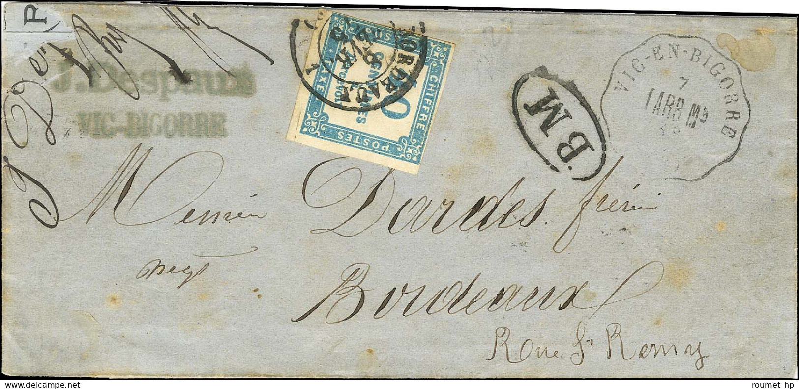 Conv. Stat. VIC-EN-BIGORRE / TARB Mx (63) + BM Sur Lettre Avec Texte Daté De Vic En Bigorre Le 7 Février 1875 Pour Borde - 1859-1959 Briefe & Dokumente