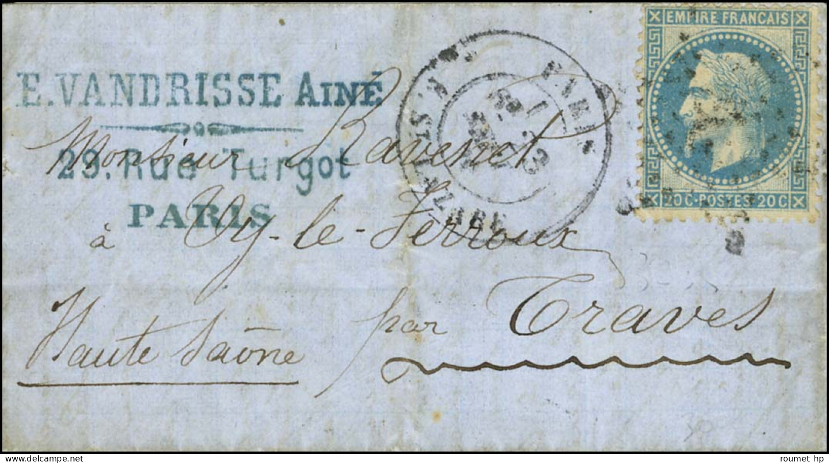 Etoile 2 / N° 29 Càd PARIS / R. ST LAZARE 23 SEPT. 70 Sur Lettre Avec Texte Et En-tête Commercial Au Recto Pour Traves ( - War 1870