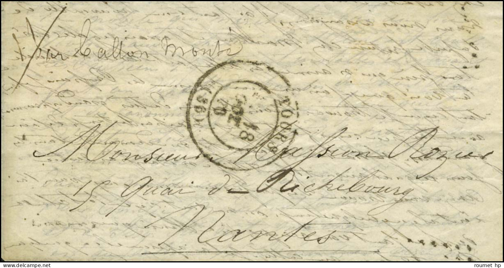 Lettre Avec Texte Daté De Paris Le 15 Octobre 1870 Pour Nantes. Au Recto, Càd TOURS 18 OCT. 70 (timbre Poste Absent). Au - War 1870