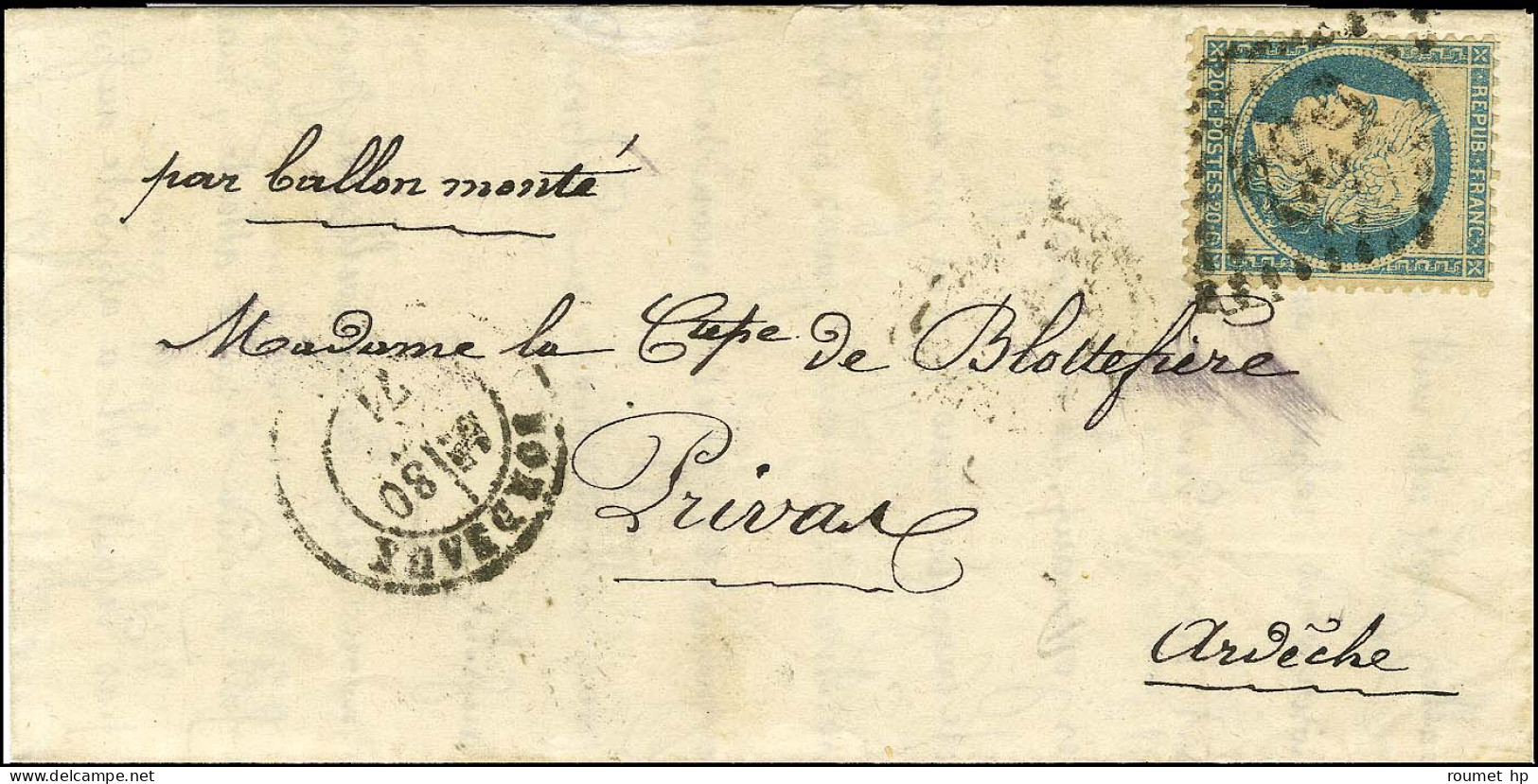 Lettre Avec Texte Daté De Paris Le 21 Janvier 1871 Pour Privas (Ardèche). Au Recto, GC 532 / N° 37 Càd T 17 BORDEAUX (32 - Oorlog 1870