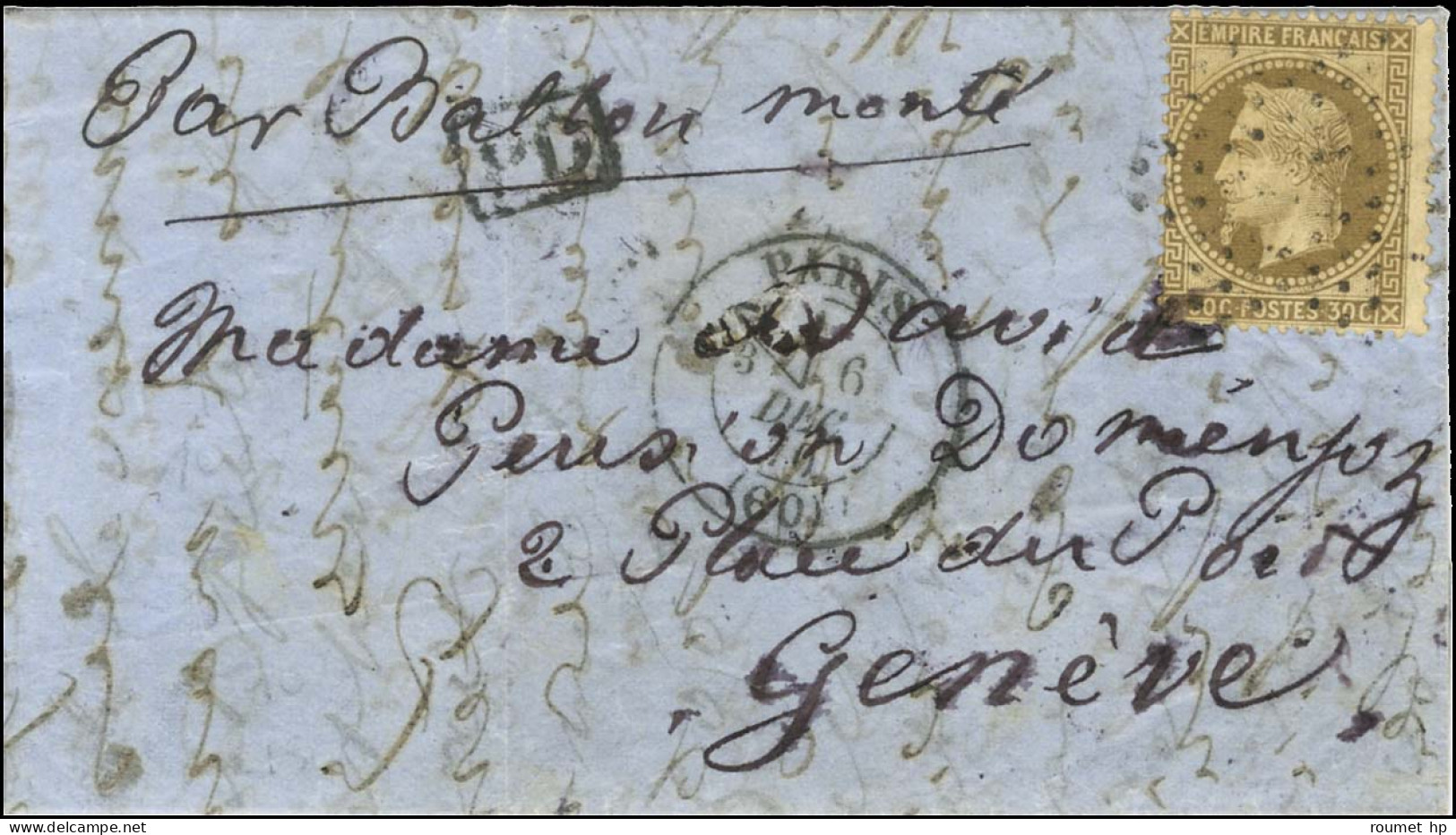 Lettre De La Haye Entrée Dans Paris Avec Réponse à Cette Lettre Par 3 Ballons Montés (2 Expédiés à La Haye Et 1 à Genève - Guerre De 1870