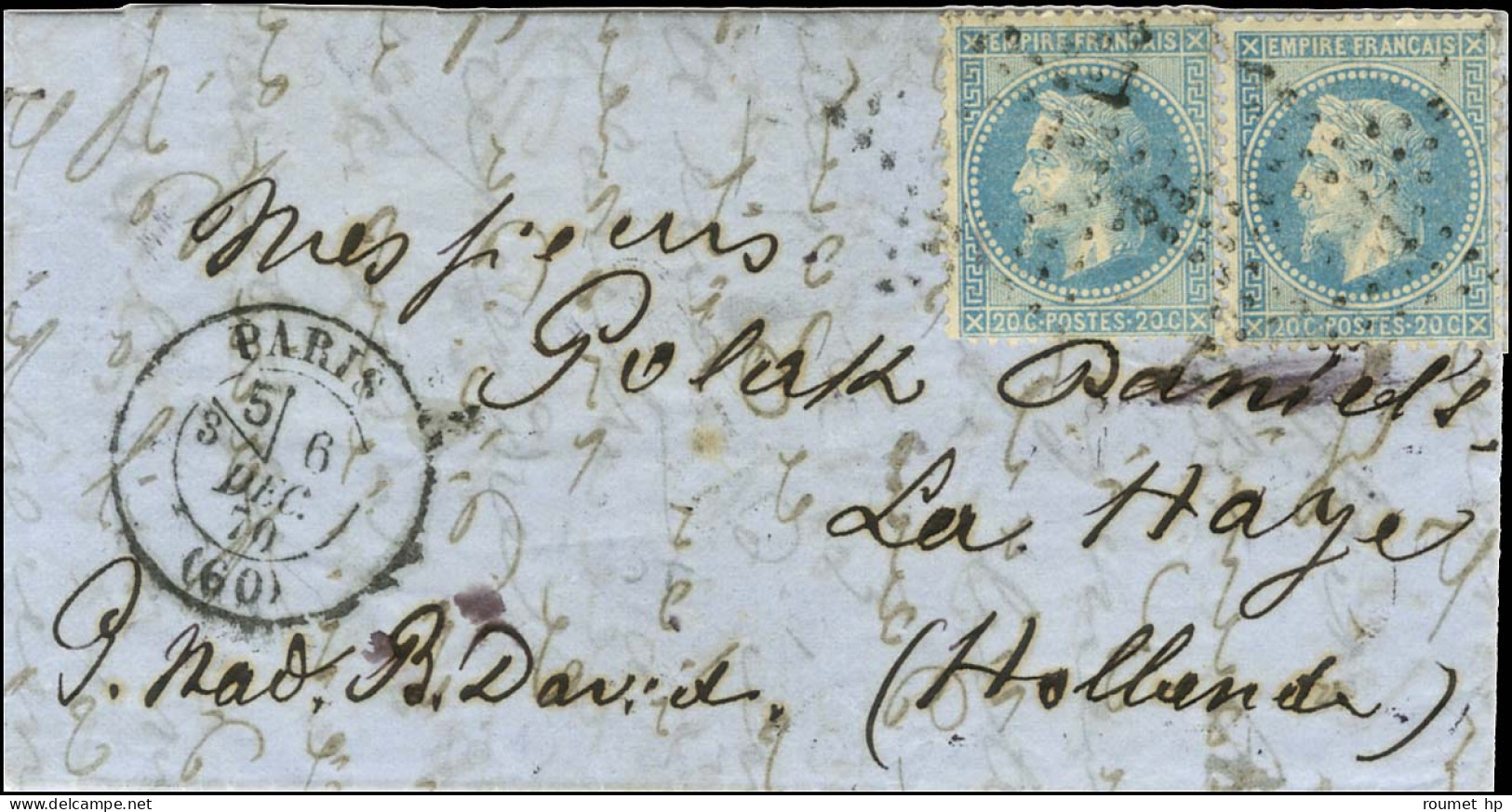 Lettre De La Haye Entrée Dans Paris Avec Réponse à Cette Lettre Par 3 Ballons Montés (2 Expédiés à La Haye Et 1 à Genève - Krieg 1870