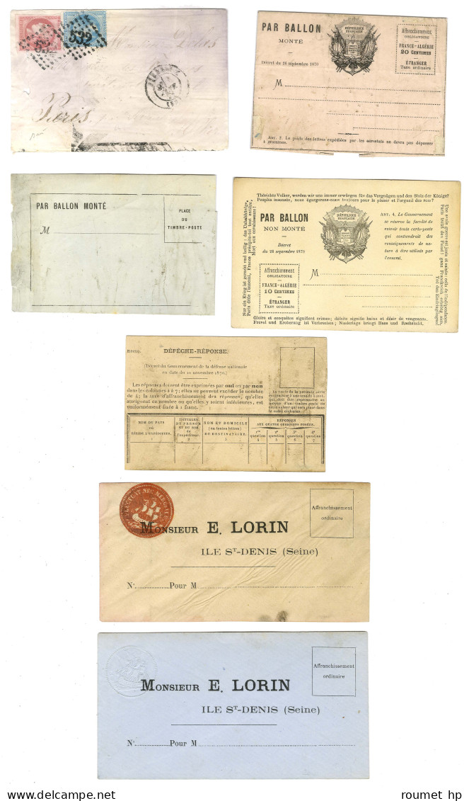 Lot De Lettres Diverses Du Siège Dont Une Boule De Moulins Sans Càd D'arrivée. - B / TB. - War 1870