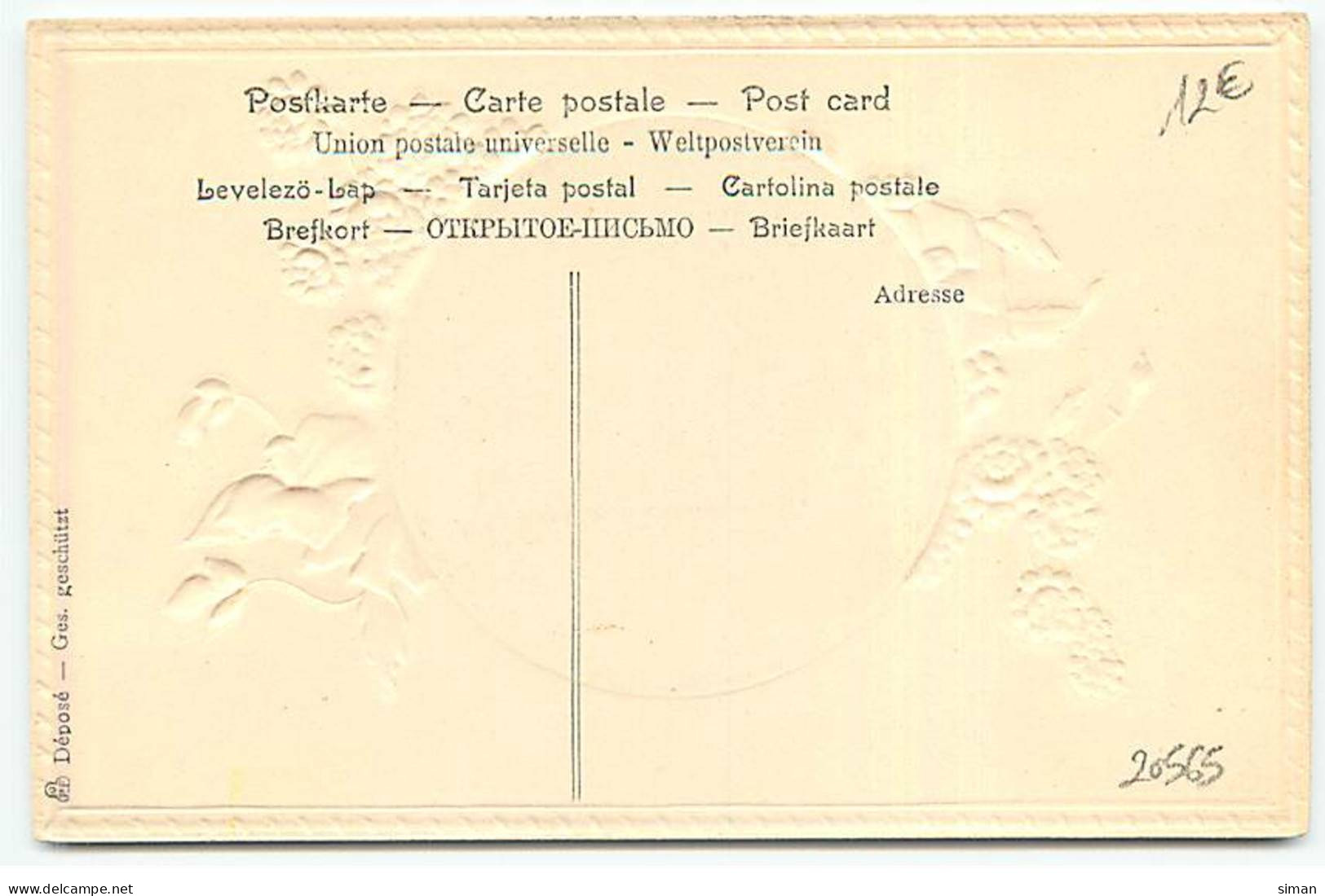 N°20565 - Carte Gaufrée - Coquelicot - Femme Dans Un Médaillon De Profil - Coiffe Art Nouveau - Women