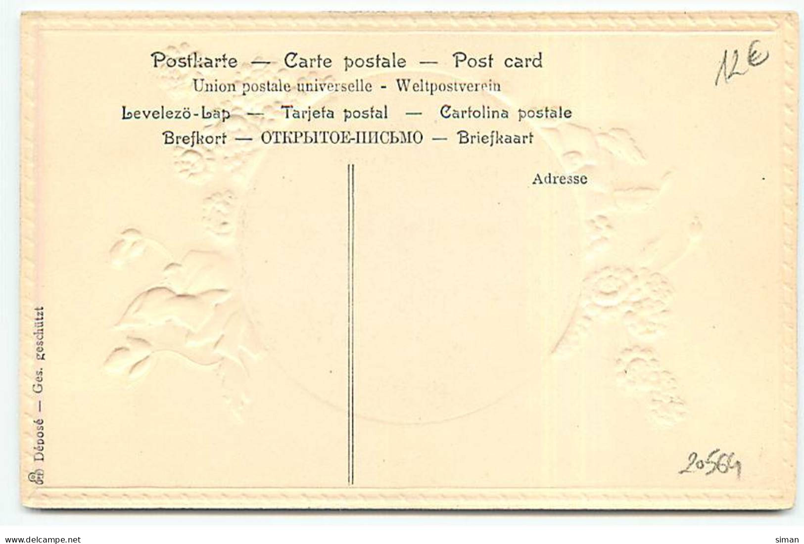 N°20564 - Carte Gaufrée - Coquelicot - Femme Dans Un Médaillon - Women