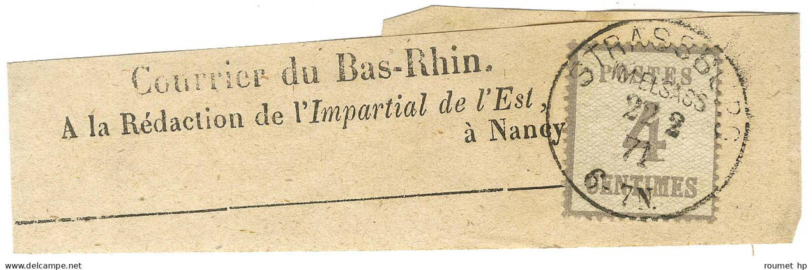 Càd STRASSBURG / Als. N° 3 Sur Bande D'imprimé Pour Nancy, Au Verso Càd D'arrivée 1871. - TB / SUP. - Covers & Documents