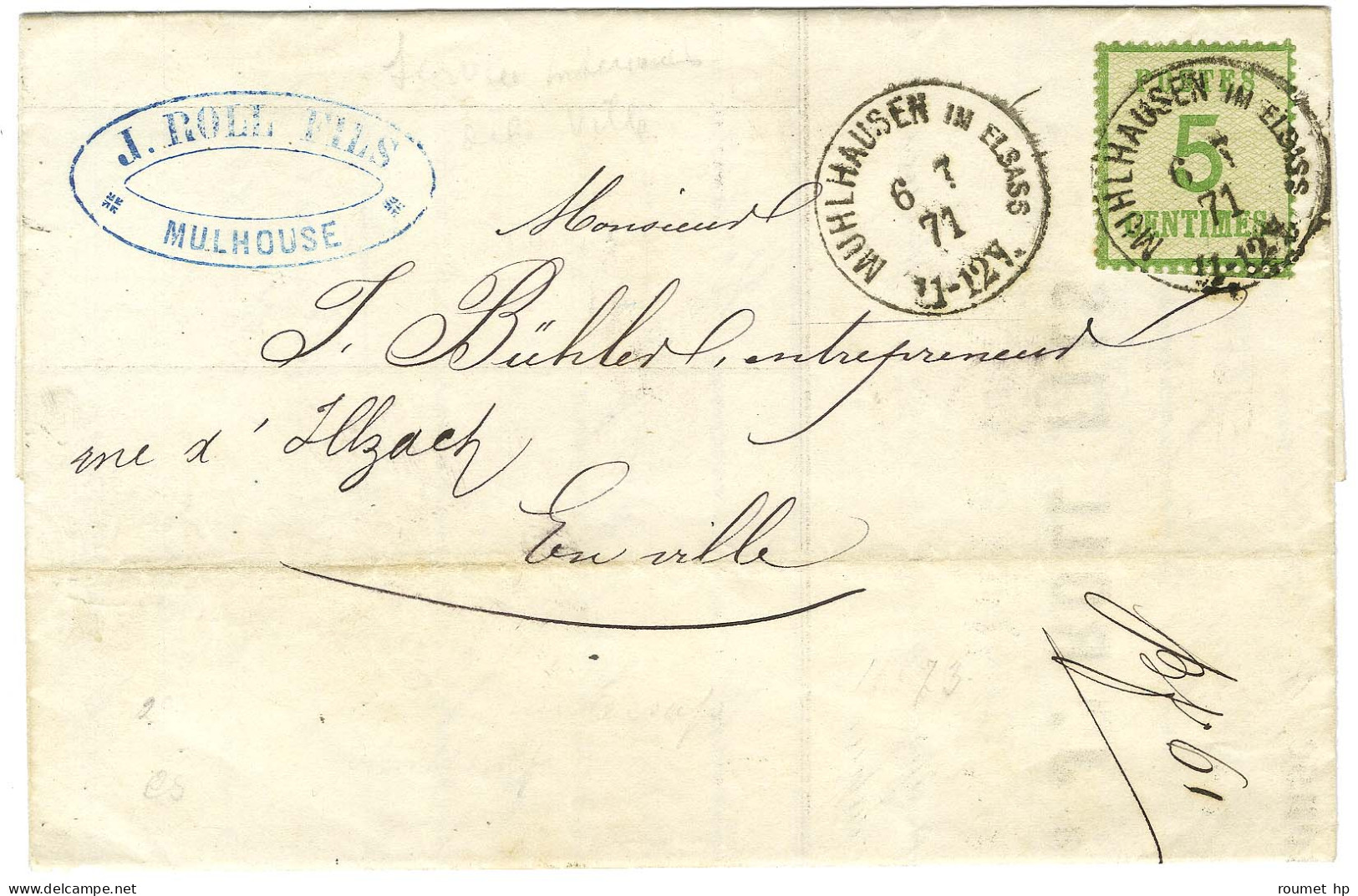 Càd MUHLHAUSEN Im ELSASS / Als. N° 4 Sur Lettre Locale. 1871. - TB / SUP. - Covers & Documents