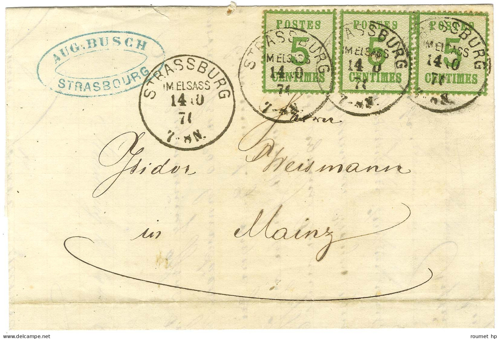 Càd STRASSBURG / IM ELSASS / Als. N° 4 (3) Sur Lettre Pour Mayence. 1871. - SUP. - Briefe U. Dokumente