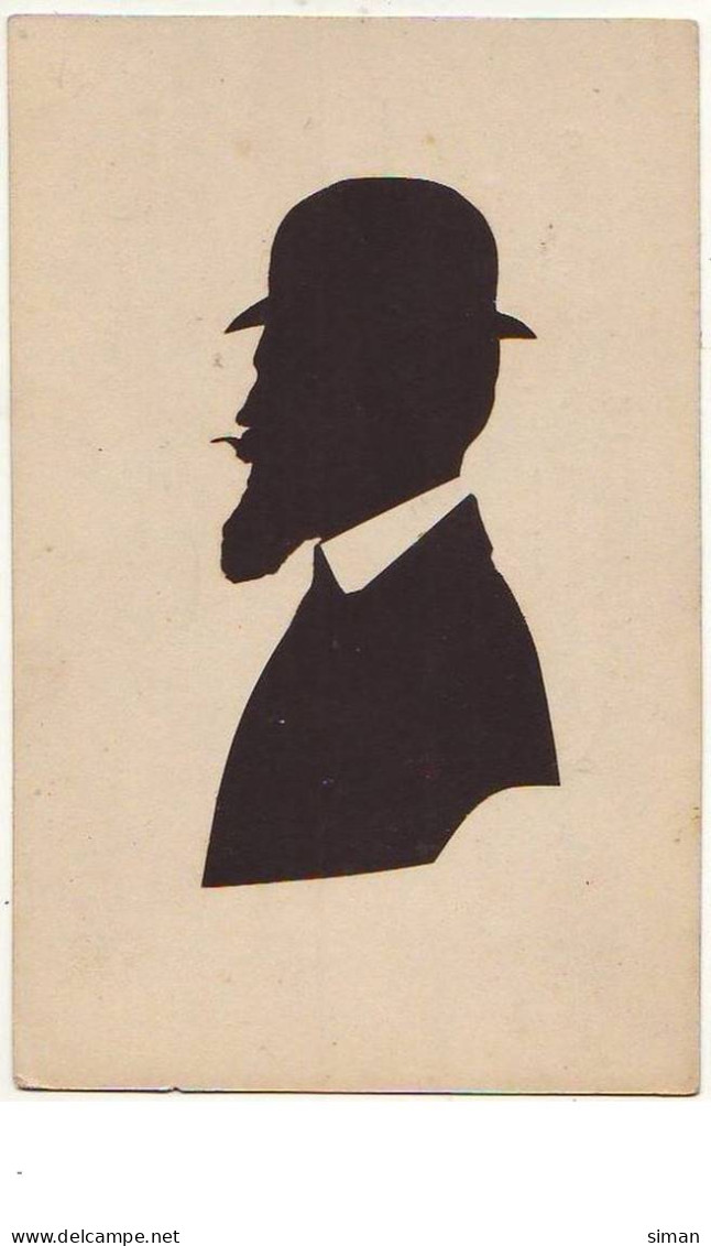 N°12754 - Silhouette D'un Homme Barbu Avec Un Chapeau Melon - Silueta