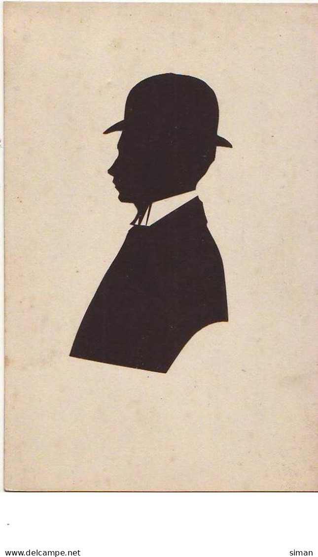 N°12756 - Silhouette D'un Homme En Costume Portant Un Chapeau Melon - Silhouette - Scissor-type