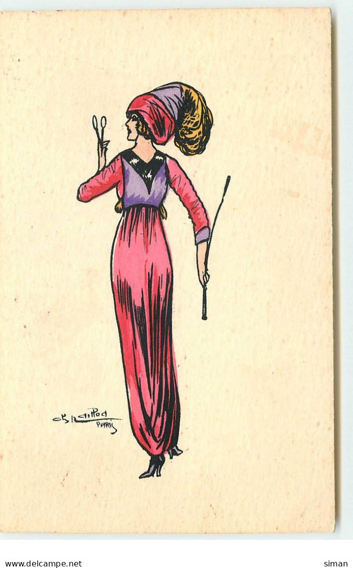 N°17316 - Naillod - Jeune Femme Avec Une Robe Rose Et Violette - Naillod