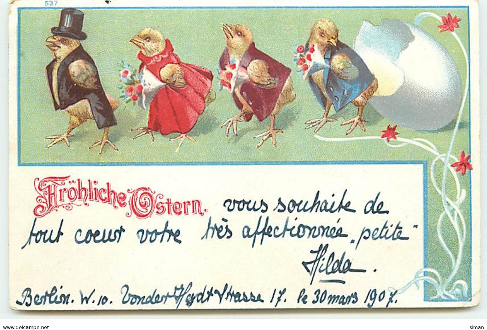 N°18332 - Fröhliche Ostern - Défilé De Poussins Habillés - Pâques