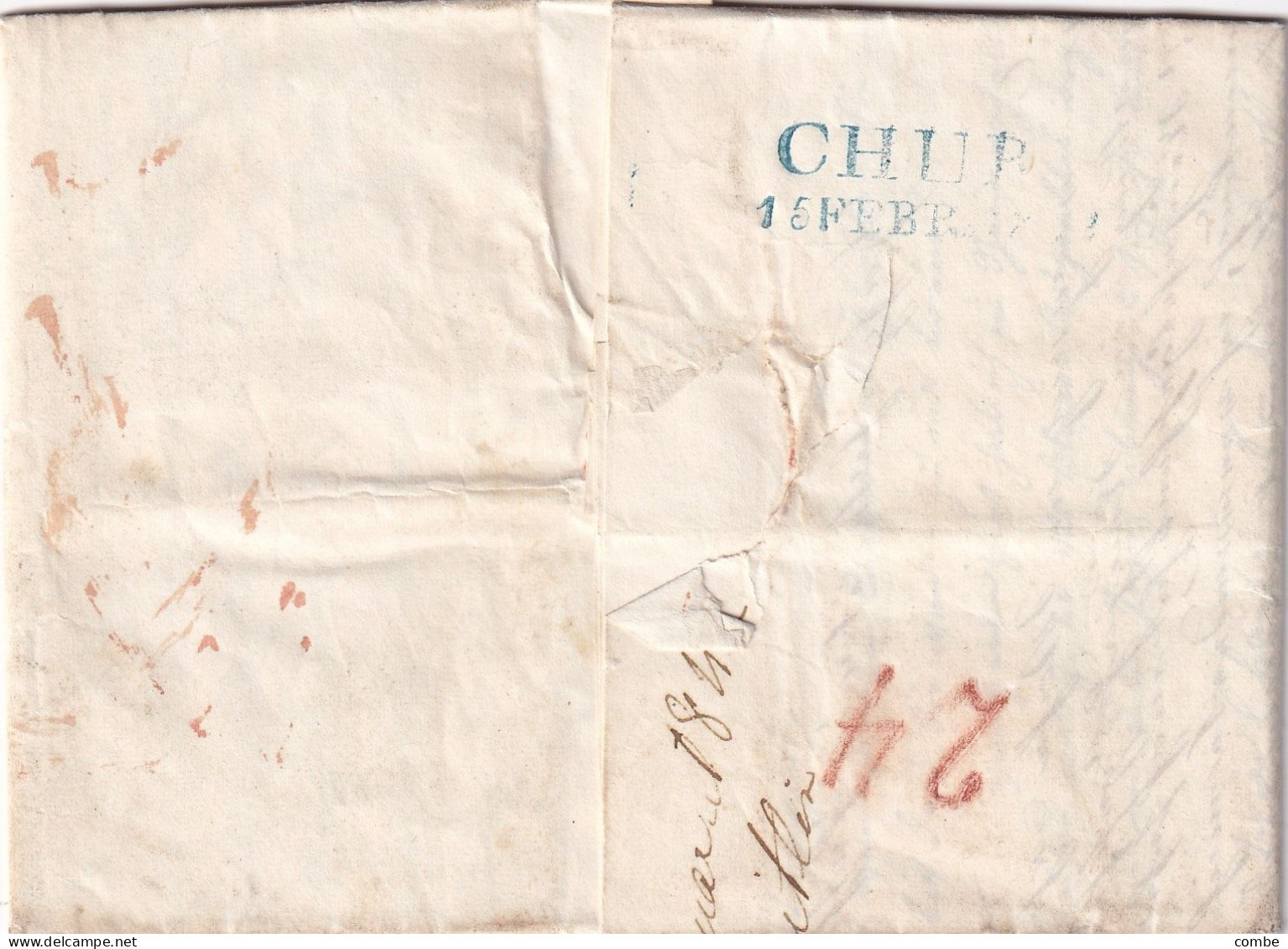 LETTRE. SUISSE. 1842. RORSCHACH. 13/23. POUR SAMADEN ÜBER CHUR - ...-1845 Préphilatélie