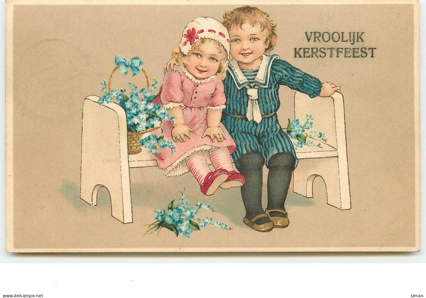 N°16194 - Flatscher - Vroolijk Kerstfeest - Enfants Assis Sur Un Banc - Autres & Non Classés