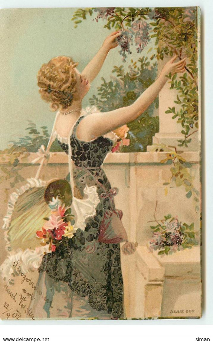 N°17350 - Jeune Femme Cueillant Des Fleurs - Women