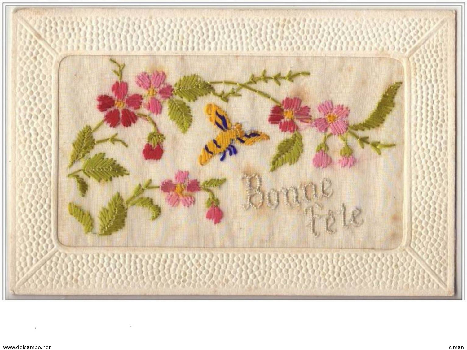 N°1956 - Cartes Brodée - Bonne Fête - Abeille - Borduurwerk