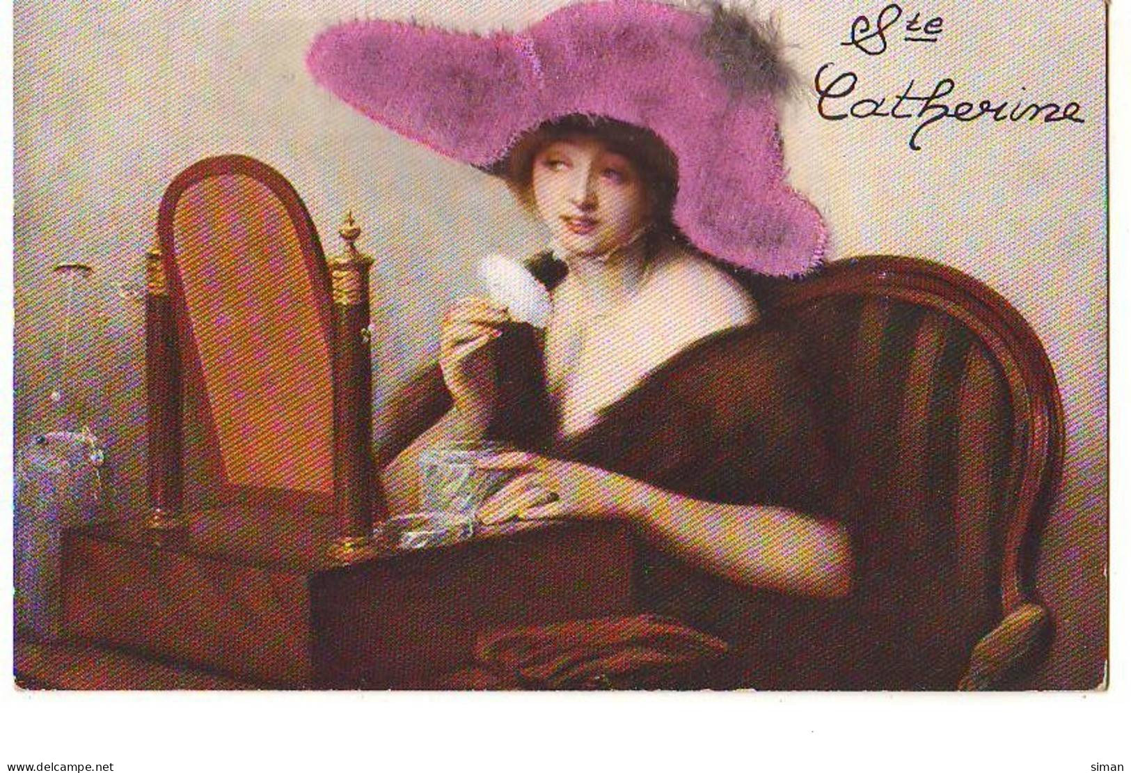 N°14904 - Sainte-Catherine - Femme Se Poudrant Le Nez Avec Un Chapeau En Tissu - Sint Catharina