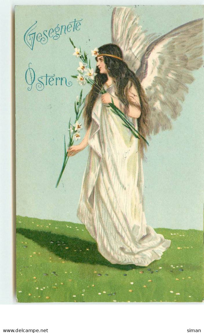 N°16106 - Gesegnete Ostern - Mailick ? - Ange Gardien Avec Des Fleurs - Easter