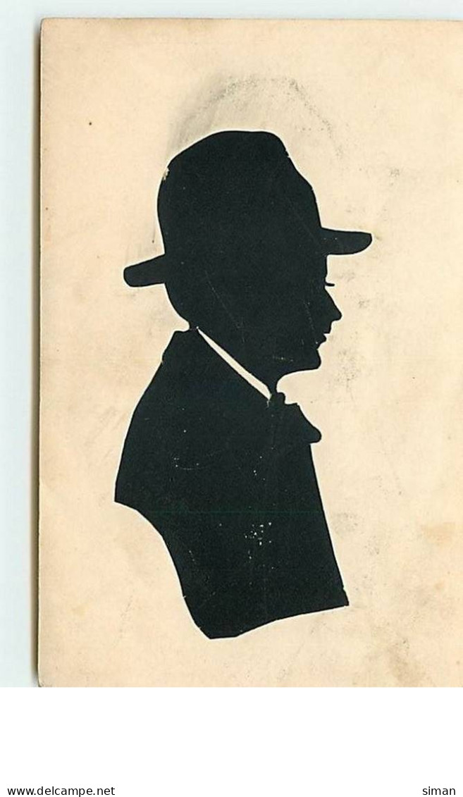 N°2511 - Silhouette  Homme Avec Chapeau Profil Droit - Scherenschnitt - Silhouette