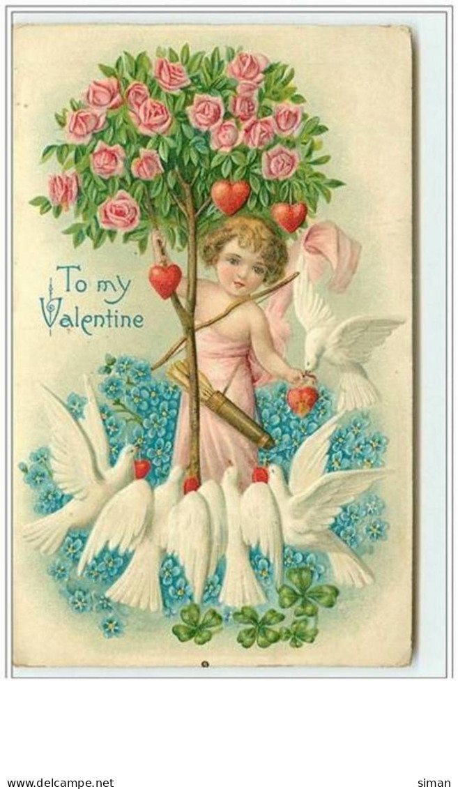 N°2038 - Carte Gaufrée - To My Valentine - Angelot - Valentijnsdag