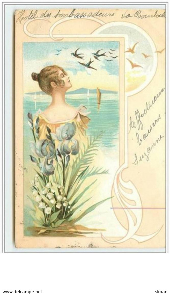 N°2083 - Femme Dans Un Décor Art Nouveau - Iris Et Muguet - 1900-1949