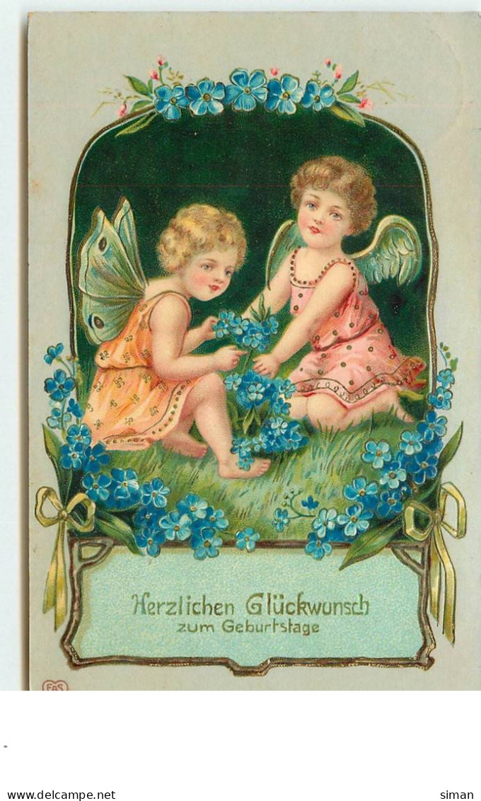 N°14949 - Herzlichen Glückwunsch Zum Geburtstage - Anges Cueillant Du Myosotis - Birthday