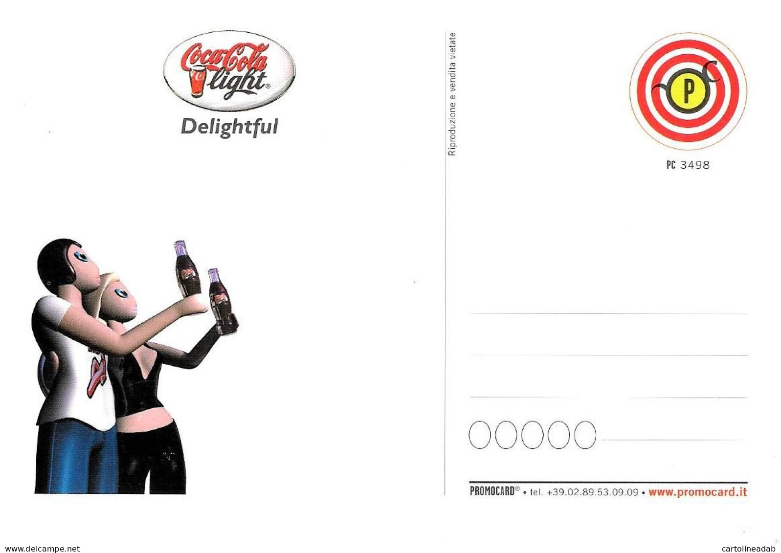 [MD5466] CPM - COCA COLA LIGHT DELIGHTFUL - PROMOCARD 3498 - PERFETTA - Non Viaggiata - Publicité