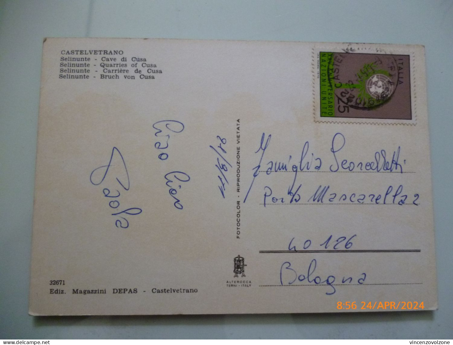 Cartolina  Viaggiata "CASTELVETRANO Selinunte - Cave Di Cusa" 1971 - Trapani