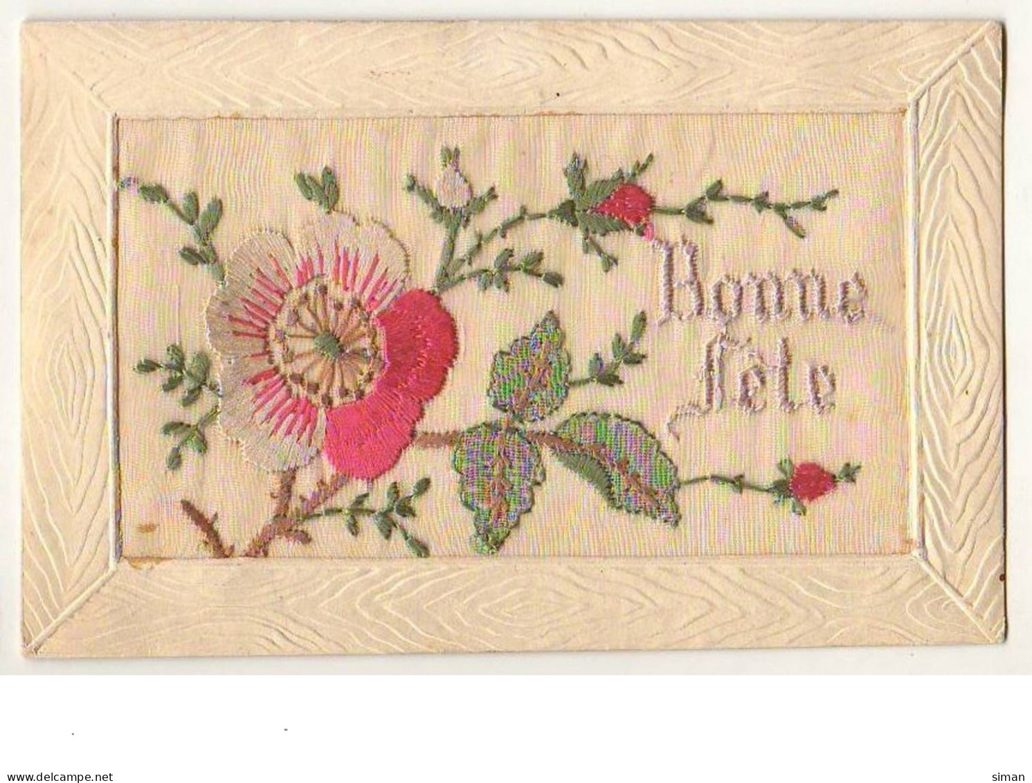 N°9607 - Carte Brodée - Bonne Fête - Fleur - Brodées