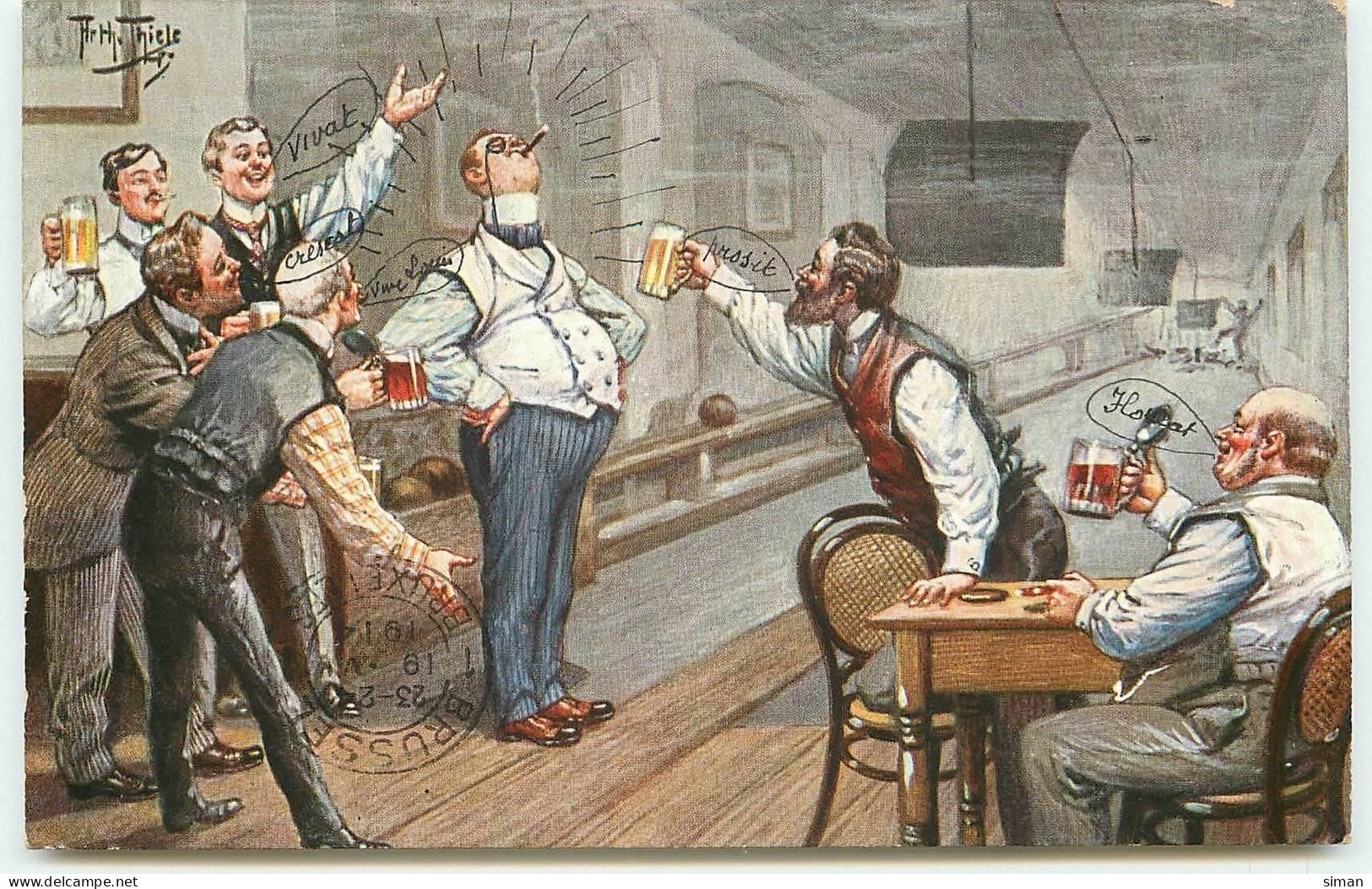 N°16056 - A. Thiele - Hommes Trinquant Dans Un Bar - Bowling - Bière - Thiele, Arthur