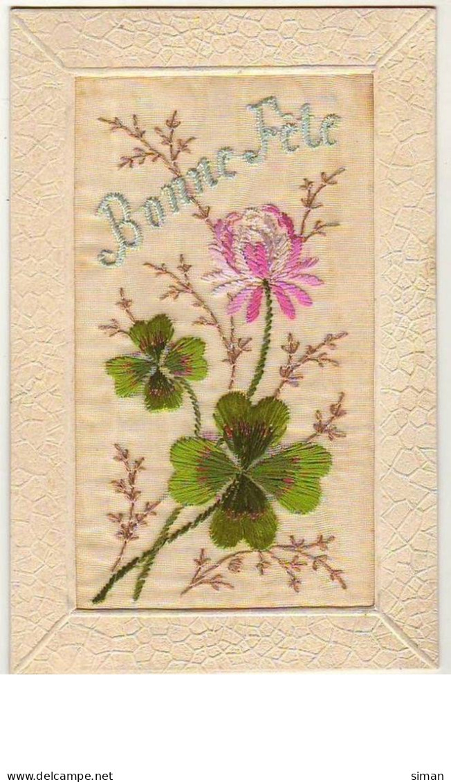 N°7507 - Carte Brodée - Bonne Fête - Trèfles à Quatre Feuilles - Bestickt