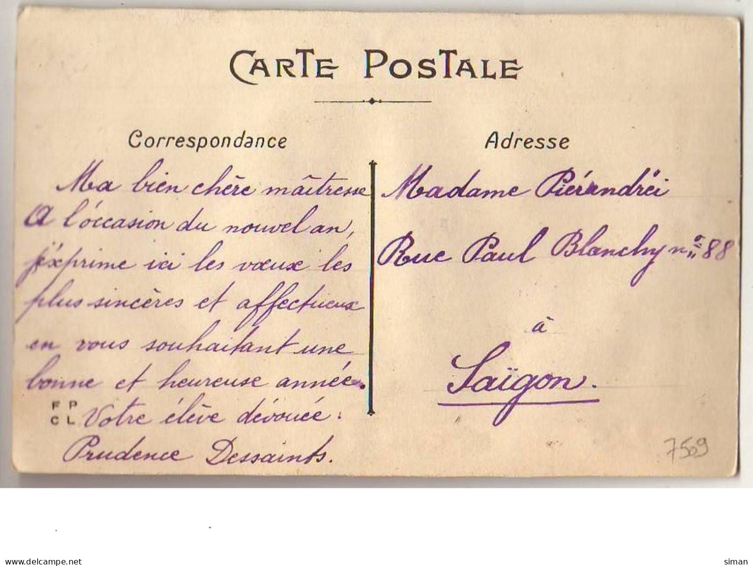 N°7509 - Carte Brodée - Bonne Année - Pensées - Paysage Hivernal - Ricamate