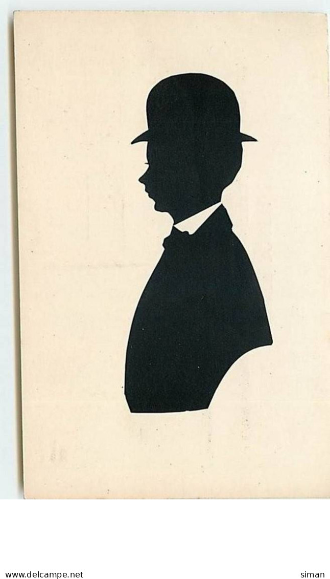 N°7514 - Carte Fantaisie - Silhouette - Homme En Chapeau Melon - Silhouettes