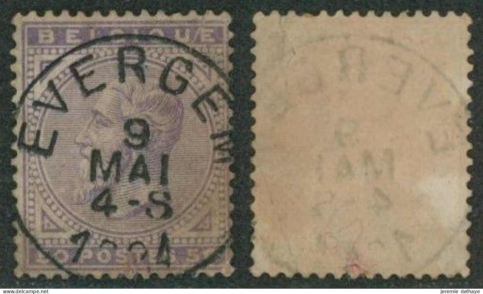 émission 1883 - N°41 Obl Simple Cercle "Evergem". Superbe Centrage Et Fine Déchirure Au Niveau Du "G" - 1883 Leopold II