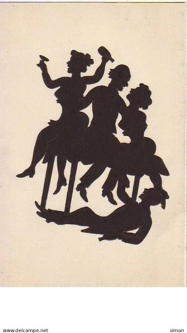 N°12664 - Carte Animée Lambert - Silhouettes De Couple Faisant La Fête - Scherenschnitt - Silhouette