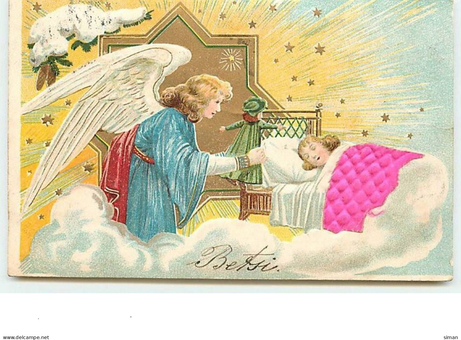 N°2171 - Carte Gaufrée - Ange Gardien, Enfant Et Poupée - Angels
